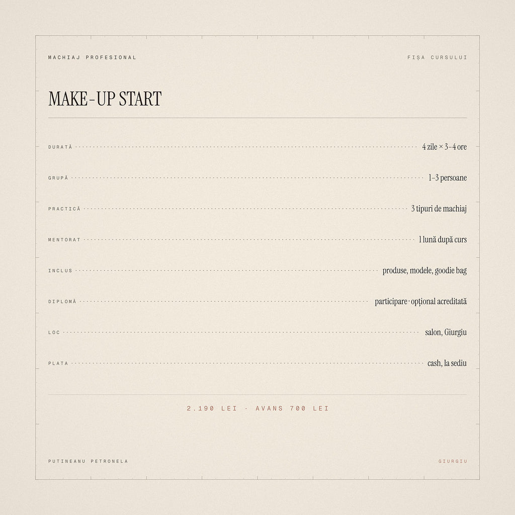 Fișa cursului Make-Up Start