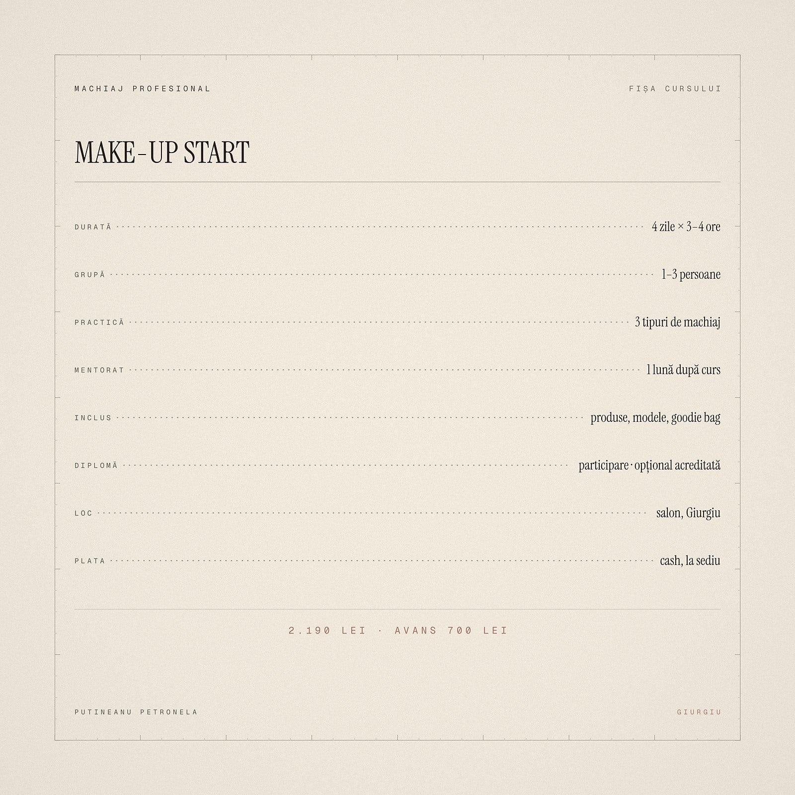 Fișa cursului Make-Up Start