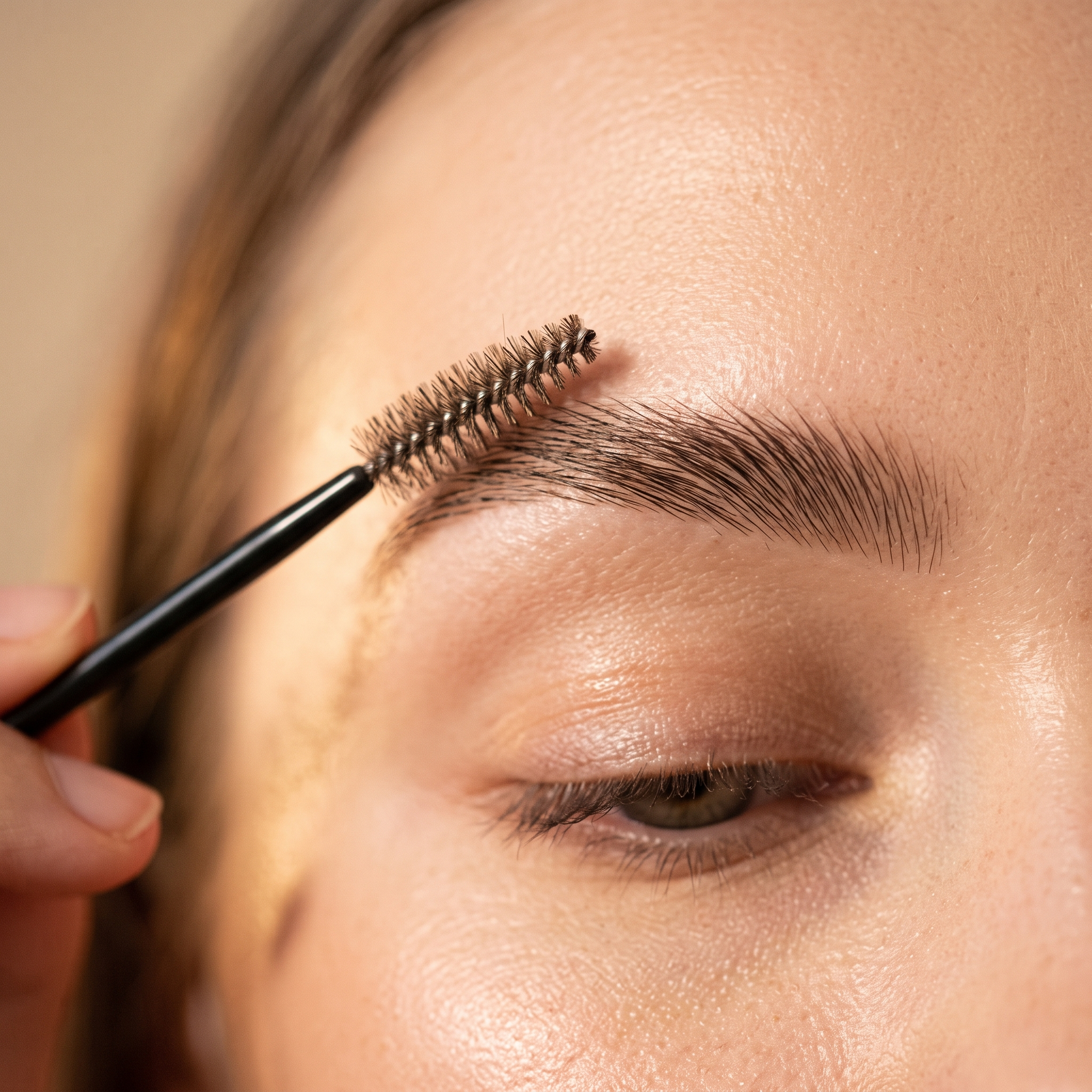 Sprânceană feminină rarefiată natural, cu arcada definită